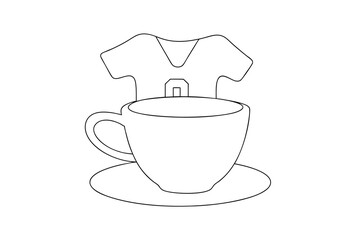 Teacup with a jersey design teabag minimalist line art