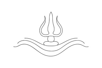 Trishul trident symbol hindu god shiva sacred weapon line art design