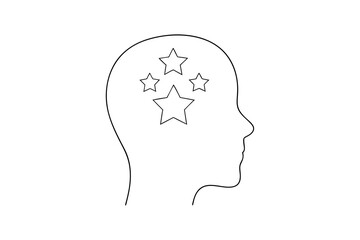Head with stars inside representing ideas creativity and innovation