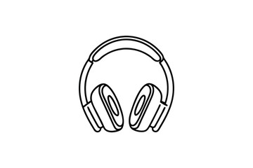 Simple line drawing of over ear headphones music audio
