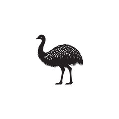 Emu Silhouette Vector Design – Tall Flightless Bird Graphic Featuring Distinctive Long Neck and Legs, Minimalist Black Outline Style Perfect for Wildlife Art, Logos, and Prints
