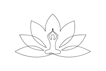 Yoga lotus pose minimalist line art design wellness meditation
