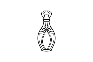 Elegant perfume bottle design line art illustration
