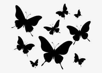 Butterfly silhouette bundle A set of butterflies in silhouette style Silhouette design of a butter