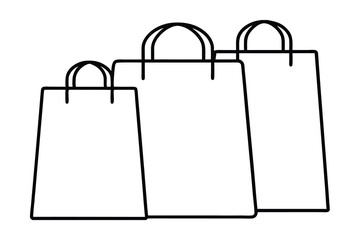 Three outline shopping bags different sizes retail sale