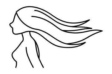 Woman with flowing hair line art minimalist design