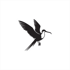 Soaring Frigatebird Silhouette Vector – Majestic Seabird with Inflated Throat Pouch, Long Wingspan, Minimal Black Outline Perfect for Nautical Wildlife Art, Logos, and Decor

