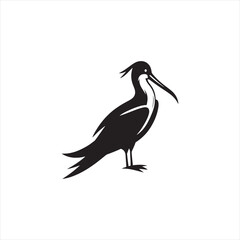 Soaring Frigatebird Silhouette Vector – Majestic Seabird with Inflated Throat Pouch, Long Wingspan, Minimal Black Outline Perfect for Nautical Wildlife Art, Logos, and Decor
