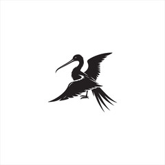 Soaring Frigatebird Silhouette Vector – Majestic Seabird with Inflated Throat Pouch, Long Wingspan, Minimal Black Outline Perfect for Nautical Wildlife Art, Logos, and Decor
