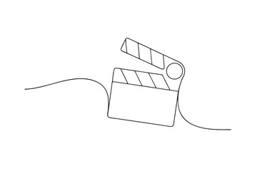 Obraz premium Single line drawing of a movie clapperboard