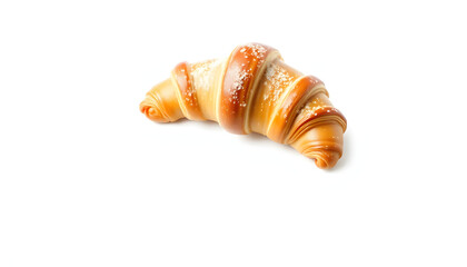 golden flaky croissant perfectly isolated on pristine white background, hyperrealism. isolated with white highlights