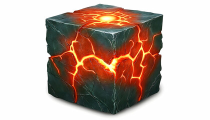A cube of stone with molten interior