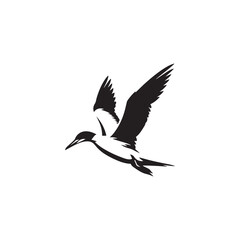 Diving Gannet Silhouette Vector Art – Sleek Seabird in Mid-Plunge Pose, Bold Black Outline Design for Marine Wildlife Themes, Coastal Logos, and Nature-Inspired Decor
