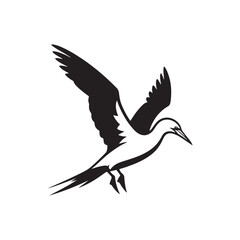 Diving Gannet Silhouette Vector Art – Sleek Seabird in Mid-Plunge Pose, Bold Black Outline Design for Marine Wildlife Themes, Coastal Logos, and Nature-Inspired Decor
