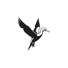 Diving Gannet Silhouette Vector Art – Sleek Seabird in Mid-Plunge Pose, Bold Black Outline Design for Marine Wildlife Themes, Coastal Logos, and Nature-Inspired Decor
