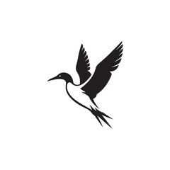 Diving Gannet Silhouette Vector Art – Sleek Seabird in Mid-Plunge Pose, Bold Black Outline Design for Marine Wildlife Themes, Coastal Logos, and Nature-Inspired Decor
