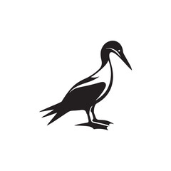 Diving Gannet Silhouette Vector Art – Sleek Seabird in Mid-Plunge Pose, Bold Black Outline Design for Marine Wildlife Themes, Coastal Logos, and Nature-Inspired Decor
