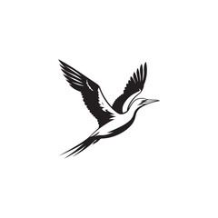 Diving Gannet Silhouette Vector Art – Sleek Seabird in Mid-Plunge Pose, Bold Black Outline Design for Marine Wildlife Themes, Coastal Logos, and Nature-Inspired Decor
