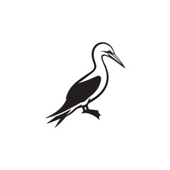 Diving Gannet Silhouette Vector Art – Sleek Seabird in Mid-Plunge Pose, Bold Black Outline Design for Marine Wildlife Themes, Coastal Logos, and Nature-Inspired Decor
