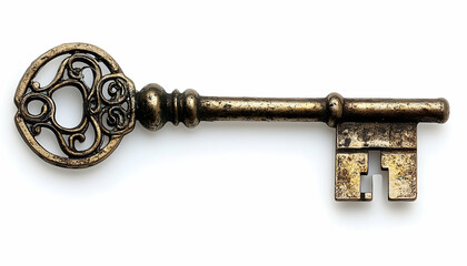 Antique key on white background (2)