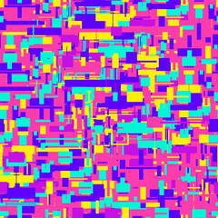 Seamless Glitch Pattern with Bright Neon Colors. Abstract Vector Background