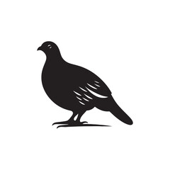 Strutting Grouse Silhouette Vector Art – Bold Forest Game Bird Design with Fanned Tail, Minimalist Black Outline for Rustic Wildlife Themes, Hunting Logos, and Nature Decor
