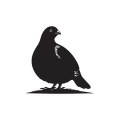 Strutting Grouse Silhouette Vector Art – Bold Forest Game Bird Design with Fanned Tail, Minimalist Black Outline for Rustic Wildlife Themes, Hunting Logos, and Nature Decor
