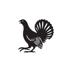 Strutting Grouse Silhouette Vector Art – Bold Forest Game Bird Design with Fanned Tail, Minimalist Black Outline for Rustic Wildlife Themes, Hunting Logos, and Nature Decor
