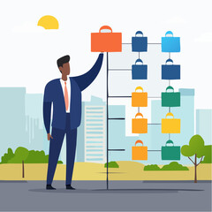 CEO, company leader or executive position, organization chart, hierarchy or team structure, role and responsibility, supervisor, department or division concept, businessman put CEO on org char