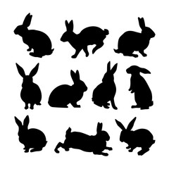 rabbit silhouettes collection set