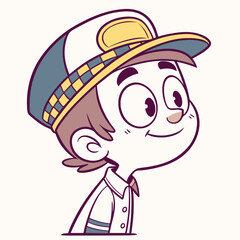 Fototapeta premium Cartoon boy wearing a cap with a cheerful expression 