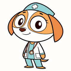 Obraz premium Cartoon dog character dressed as a veterinarian with a stethoscope 