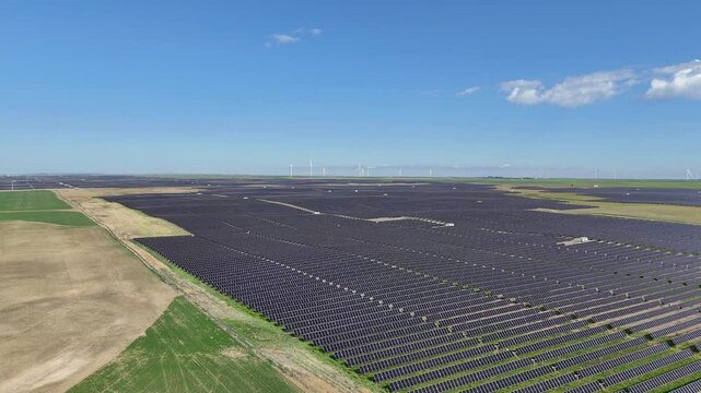 Aerial view of a solar power plant near travers Alberta. This facility is the largest in Canada and one of the largest in the world