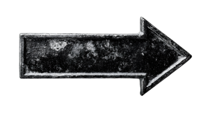 Weathered arrow symbol pointing right with black and white texture suggesting direction guidance and navigation
