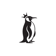 Majestic King Penguin Silhouette Vector Art – Elegant Antarctic Bird with Upright Stance, Bold Black Outline Perfect for Wildlife Graphics, Cold Climate Themes, Logos, and Decor
