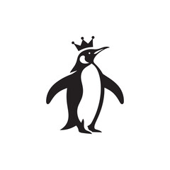 Majestic King Penguin Silhouette Vector Art – Elegant Antarctic Bird with Upright Stance, Bold Black Outline Perfect for Wildlife Graphics, Cold Climate Themes, Logos, and Decor
