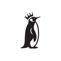 Majestic King Penguin Silhouette Vector Art – Elegant Antarctic Bird with Upright Stance, Bold Black Outline Perfect for Wildlife Graphics, Cold Climate Themes, Logos, and Decor
