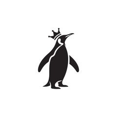 Naklejka premium Majestic King Penguin Silhouette Vector Art – Elegant Antarctic Bird with Upright Stance, Bold Black Outline Perfect for Wildlife Graphics, Cold Climate Themes, Logos, and Decor 