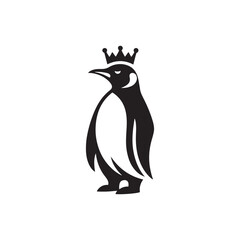 Majestic King Penguin Silhouette Vector Art – Elegant Antarctic Bird with Upright Stance, Bold Black Outline Perfect for Wildlife Graphics, Cold Climate Themes, Logos, and Decor
