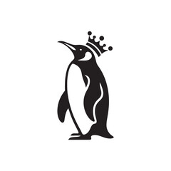 Majestic King Penguin Silhouette Vector Art – Elegant Antarctic Bird with Upright Stance, Bold Black Outline Perfect for Wildlife Graphics, Cold Climate Themes, Logos, and Decor
