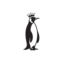 Majestic King Penguin Silhouette Vector Art – Elegant Antarctic Bird with Upright Stance, Bold Black Outline Perfect for Wildlife Graphics, Cold Climate Themes, Logos, and Decor
