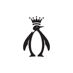 Majestic King Penguin Silhouette Vector Art – Elegant Antarctic Bird with Upright Stance, Bold Black Outline Perfect for Wildlife Graphics, Cold Climate Themes, Logos, and Decor
