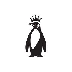Majestic King Penguin Silhouette Vector Art – Elegant Antarctic Bird with Upright Stance, Bold Black Outline Perfect for Wildlife Graphics, Cold Climate Themes, Logos, and Decor
