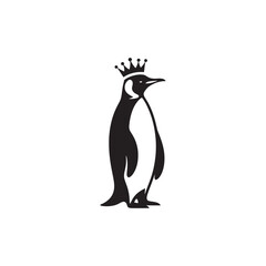 Majestic King Penguin Silhouette Vector Art – Elegant Antarctic Bird with Upright Stance, Bold Black Outline Perfect for Wildlife Graphics, Cold Climate Themes, Logos, and Decor
