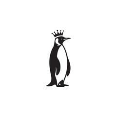 Majestic King Penguin Silhouette Vector Art – Elegant Antarctic Bird with Upright Stance, Bold Black Outline Perfect for Wildlife Graphics, Cold Climate Themes, Logos, and Decor
