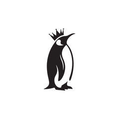 Majestic King Penguin Silhouette Vector Art – Elegant Antarctic Bird with Upright Stance, Bold Black Outline Perfect for Wildlife Graphics, Cold Climate Themes, Logos, and Decor
