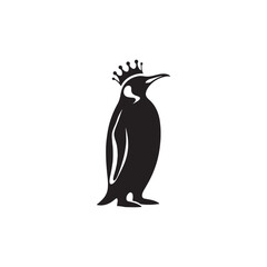 Majestic King Penguin Silhouette Vector Art – Elegant Antarctic Bird with Upright Stance, Bold Black Outline Perfect for Wildlife Graphics, Cold Climate Themes, Logos, and Decor
