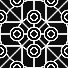 Seamless Black and White Geometric Pattern with Circles