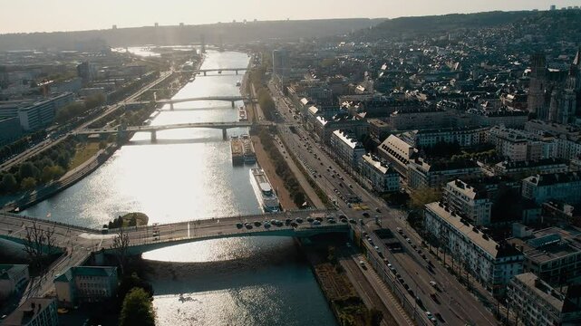 Mavic Drone Shot &ndash; Color Graded &ndash; River and City of Rouen &ndash; France &ndash; 4K