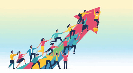 Teamwork success collaboration business growth leadership achievement together strategy upward trend progress vision 100